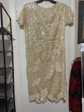 All silk sequins dress Women’s L XL iridescent